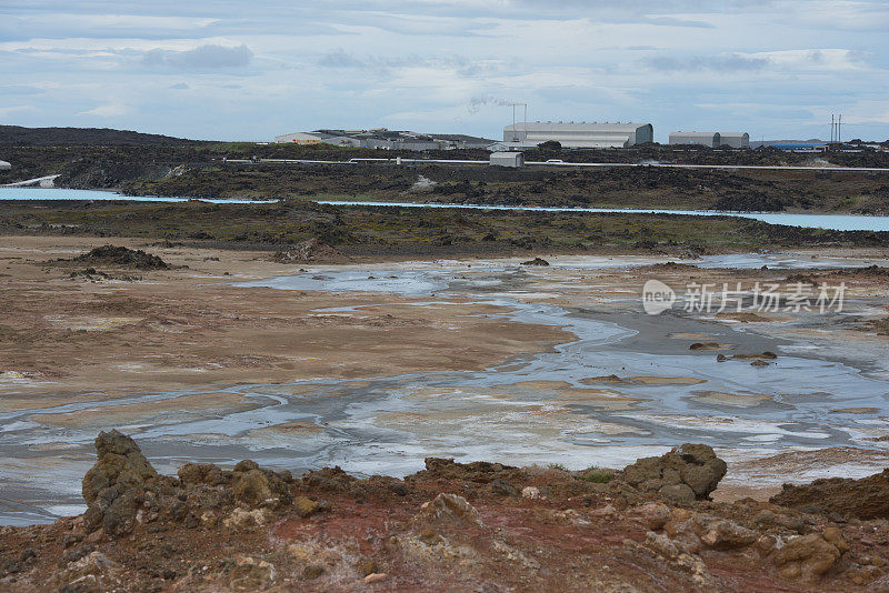 冰岛，Gunnuhver, Reykjanesviti地热发电厂的火山地面